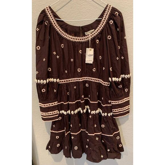 NWT ULLA JOHNSON Adama Beaded Long Sleeve Minidress Size 4 - Picture 3 of 9